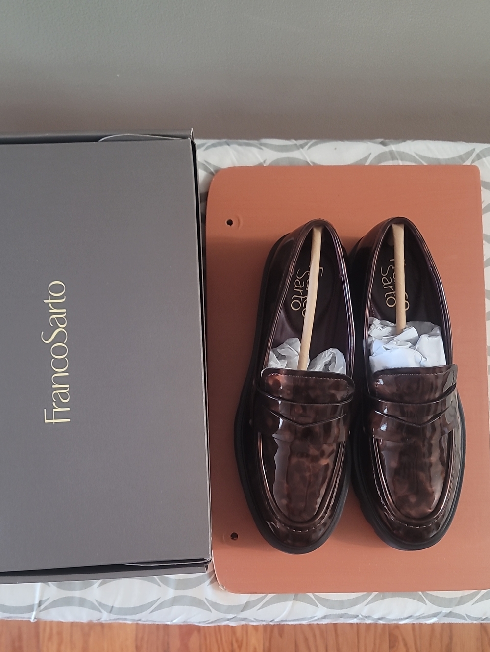 Franco Sarto Men’s Dark Brown Glossy Penny Loafers